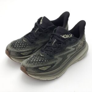 Hoka Men's Clifton 9 Black Green Gray/Slate Walking Running Athletic Shoes 9.5